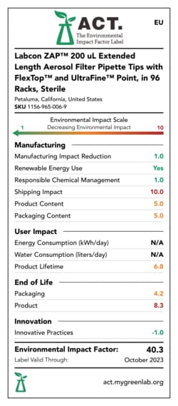Labcon ZAP™ 200 μL Extended Length Aerosol Filter Pipette Tips